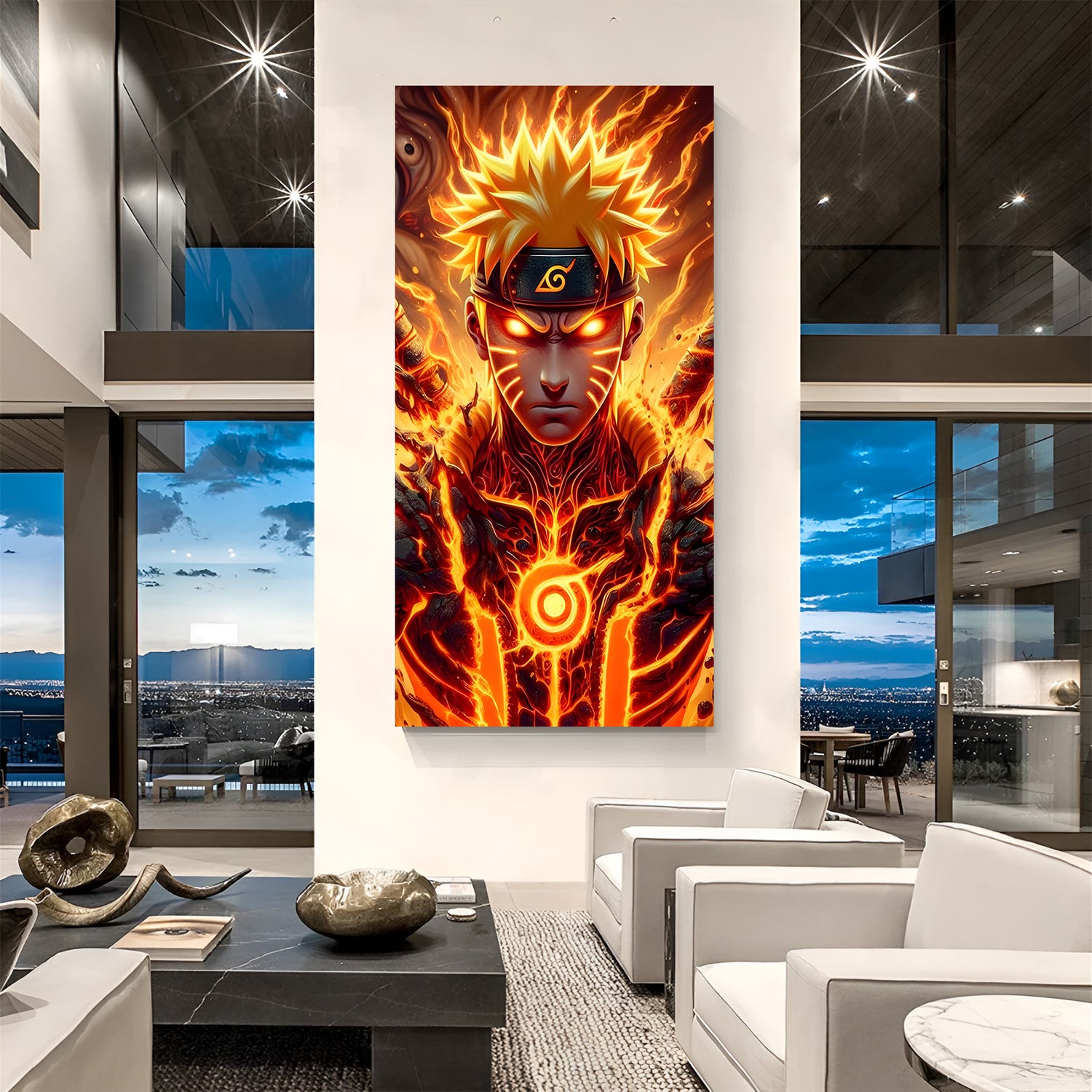 Naruto Angry Close-Up canvas painting with yellow anime artwork in canvas wrapped frame