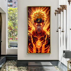 Naruto Uzumaki Naruto wall art in luxury golden floater frame with intense anime design