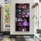 Naruto anime eyes collage canvas painting with detailed character eye artwork in canvas wrapped frame
