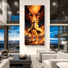 Naruto Kurama canvas painting with fox anime artwork in canvas wrapped frame