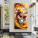 Naruto Rasengan Fire canvas painting with fiery anime battle artwork in canvas wrapped frame