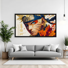 Naruto Sage Mode anime canvas artwork in premium black floater frame