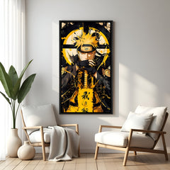Naruto Sage Mode meditation anime canvas artwork in premium black floater frame