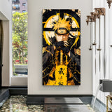 Naruto Sage Mode meditation canvas painting with yellow anime artwork in canvas wrapped frame