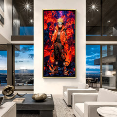 Naruto Uzumaki Naruto wall art in luxury golden floater frame with samurai anime design