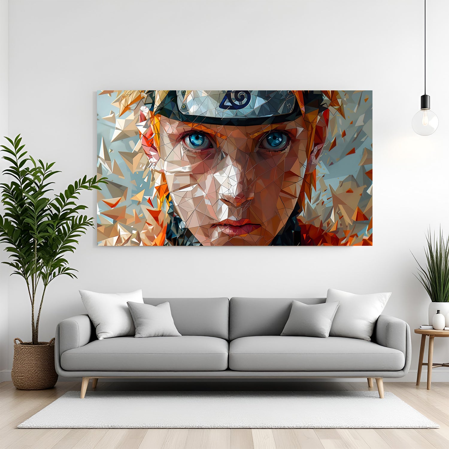 Naruto Uzumaki close-up canvas painting with detailed anime artwork in canvas wrapped frame