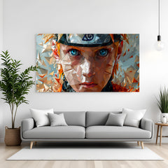 Naruto Uzumaki close-up canvas painting with detailed anime artwork in canvas wrapped frame