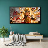 Naruto Uzumaki Kurama Chakra Mode anime canvas artwork in premium black floater frame