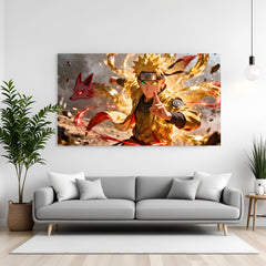 Naruto Uzumaki Kurama Chakra Mode canvas painting with glowing anime artwork in canvas wrapped frame