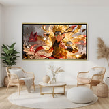 Naruto Uzumaki Naruto wall art in luxury golden floater frame with chakra anime design