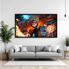 Naruto Uzumaki Rasengan anime canvas artwork in premium black floater frame