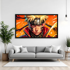 Naruto Uzumaki Sage Mode anime canvas artwork in premium black floater frame