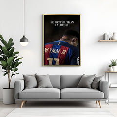 Neymar inspirational football artwork in golden floater frame luxury sports wall painting decor