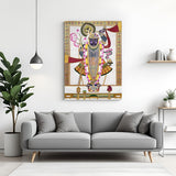Shreenathji traditional Pichwai artwork with lotus motifs in premium canvas wrapped frame
