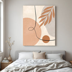 Boho canvas wall art with random pastel-colored abstract shapes in a soft and clean layout