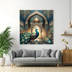 Peacock canvas wall art for home decor, Vastu painting symbolizing prosperity and positive energy