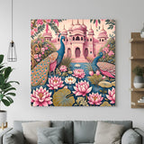 Peacock couple canvas wall painting symbolizing harmony, love, and vastu energy for romantic and prosperous home or bedroom decor