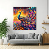Peacock Vastu canvas painting for home wall decor, symbolizing success and prosperity with spiritual elegance