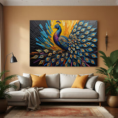 Peacock Vastu Canvas Painting for home and office decor, symbolizing prosperity, grace, and positive energy as per Vastu Shastra