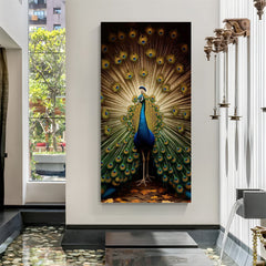 Peacock Vastu Canvas Wall Art for home and office decor, symbolizing beauty, emotional balance, and prosperity through elegant feathers