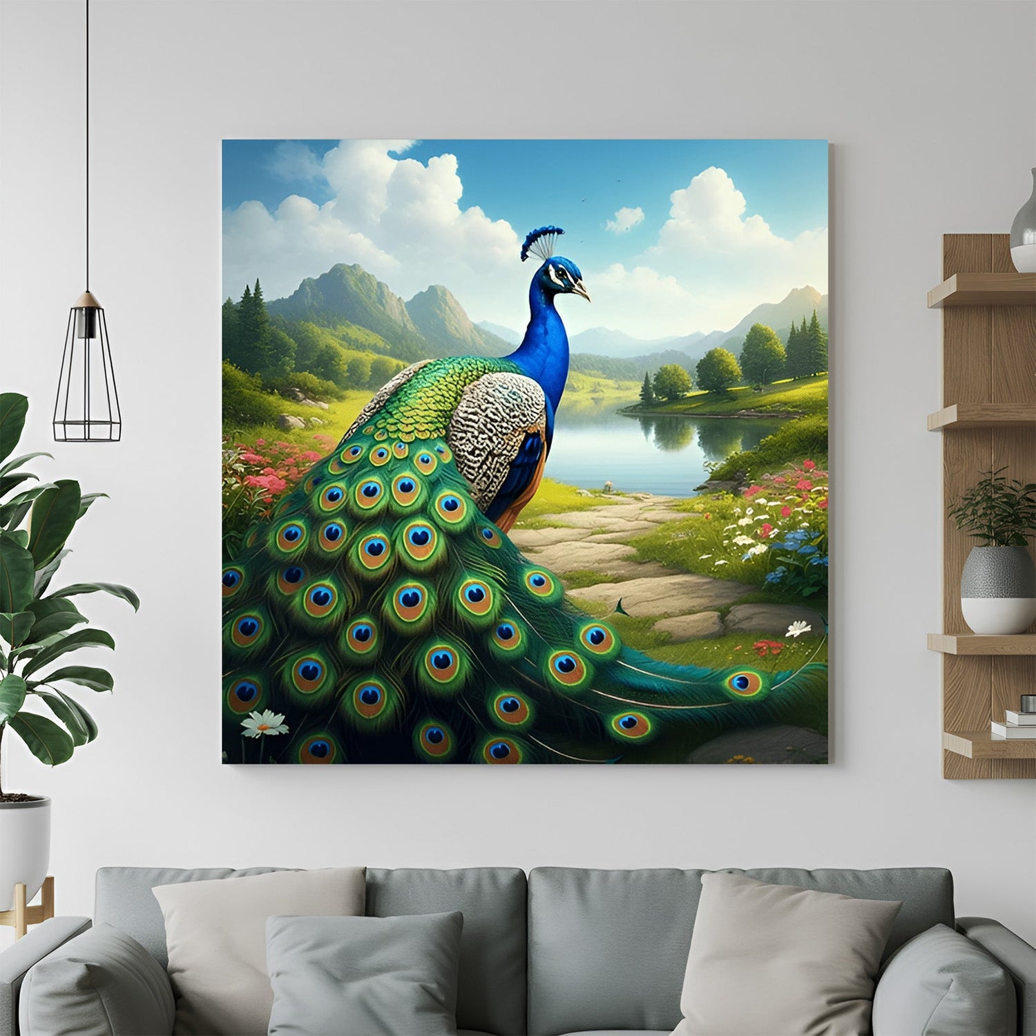 Peacock Vastu canvas painting for home wall decor, perfect for adding inspiring and positive energy to living spaces