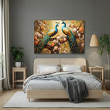 Peacock canvas wall art with colorful feathers for elegant home and office decor