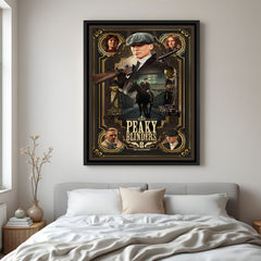 Peaky Blinders motivational wall art in elegant black floater frame featuring Shelby family inspired cinematic design