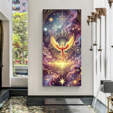 phoenix rising canvas artwork symbolizing hope rebirth healing and inner strength in warm golden and celestial tones
