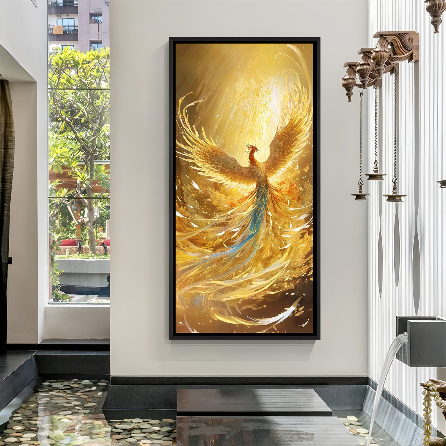 majestic phoenix artwork bringing warmth inspiration and uplifting energy to living room wall decor