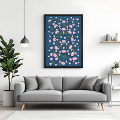 Pichwai floral painting in black floater frame for traditional and modern wall decor