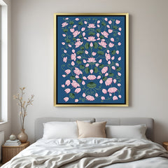 Golden frame Pichwai floral wall art for rich Indian interiors and artistic decor