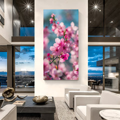Beautiful wall art featuring soft pink flowers in a painted style, printed on high-quality canvas to enhance modern interiors with floral elegance and charm