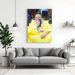 Premanand Ji Maharaj spiritual canvas wall art with thoughtful peaceful expression