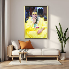Premanand Ji Maharaj spiritual artwork in golden floater frame meditation decor
