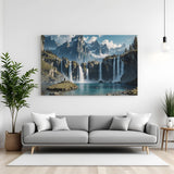Prosperity waterfall vastu wall art canvas featuring flowing water symbolism, attracting financial growth, serenity, and success to vastu-friendly spaces