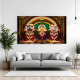 Puri temple inspired Jagannath altar wall art canvas wrapped for living room and pooja decor.