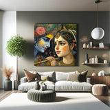 Radha Krishna Love Blessing Vastu Canvas Painting for couple bedroom and home, promoting divine bonding, love energy, and emotional harmony