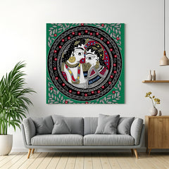 Radha Krishna Madhubani wall art from Eastern India for vibrant ethnic decor and traditional interiors