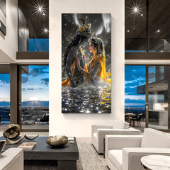 Radha Krishna romantic couple unframed canvas art – divine love theme spiritual wall decor