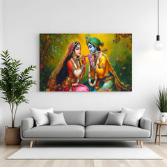 Sacred Radha Krishna Vastu canvas wall art for divine love, peace, and harmony in home and pooja room wall decor