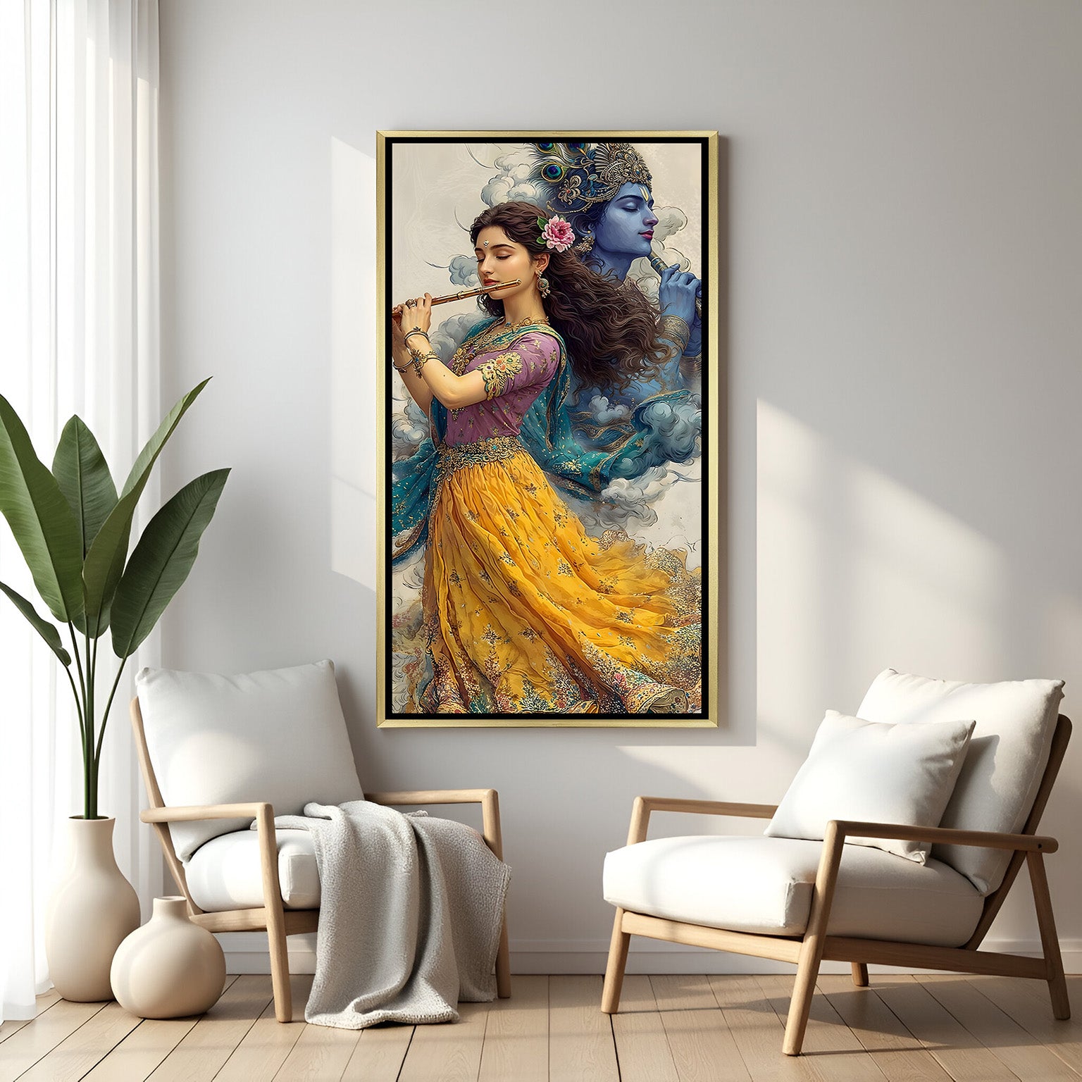 Radha Krishna Divine Melody Wall Art | Vertical Canvas – CIPHER SPACES Radha Krishna Divine Melody Wall Art | Vertical Canvas – CIPHER SPACES