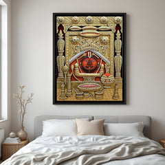 Shree Salasar Balaji devotional artwork in elegant black floater frame for spiritual interiors