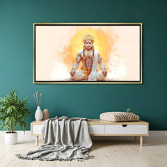 Golden aura Hanuman Ji wall art in elegant Golden frame.