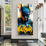 Batman aggressive face canvas wall art in premium canvas wrapped frame with intense superhero portrait
