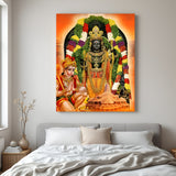 Ram Lalla with Hanuman ji canvas wall art for home and temple decor with devotional symbolism, vastu alignment, and spiritual positivity