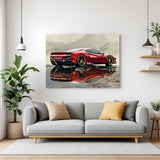 Red Ferrari hot shot canvas wall art featuring exotic car styling for premium spaces and car-inspired decor