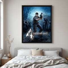 Resident Evil Shadows of Survival wall painting in black floater frame with dramatic survival horror game artwork