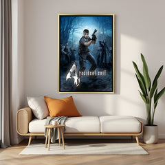 Resident Evil Shadows of Survival artwork in luxury golden floater frame featuring dark horror-inspired gaming design