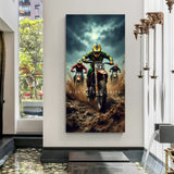 bike rider canvas wall art with motivational quote ride beyond limits in sandy background