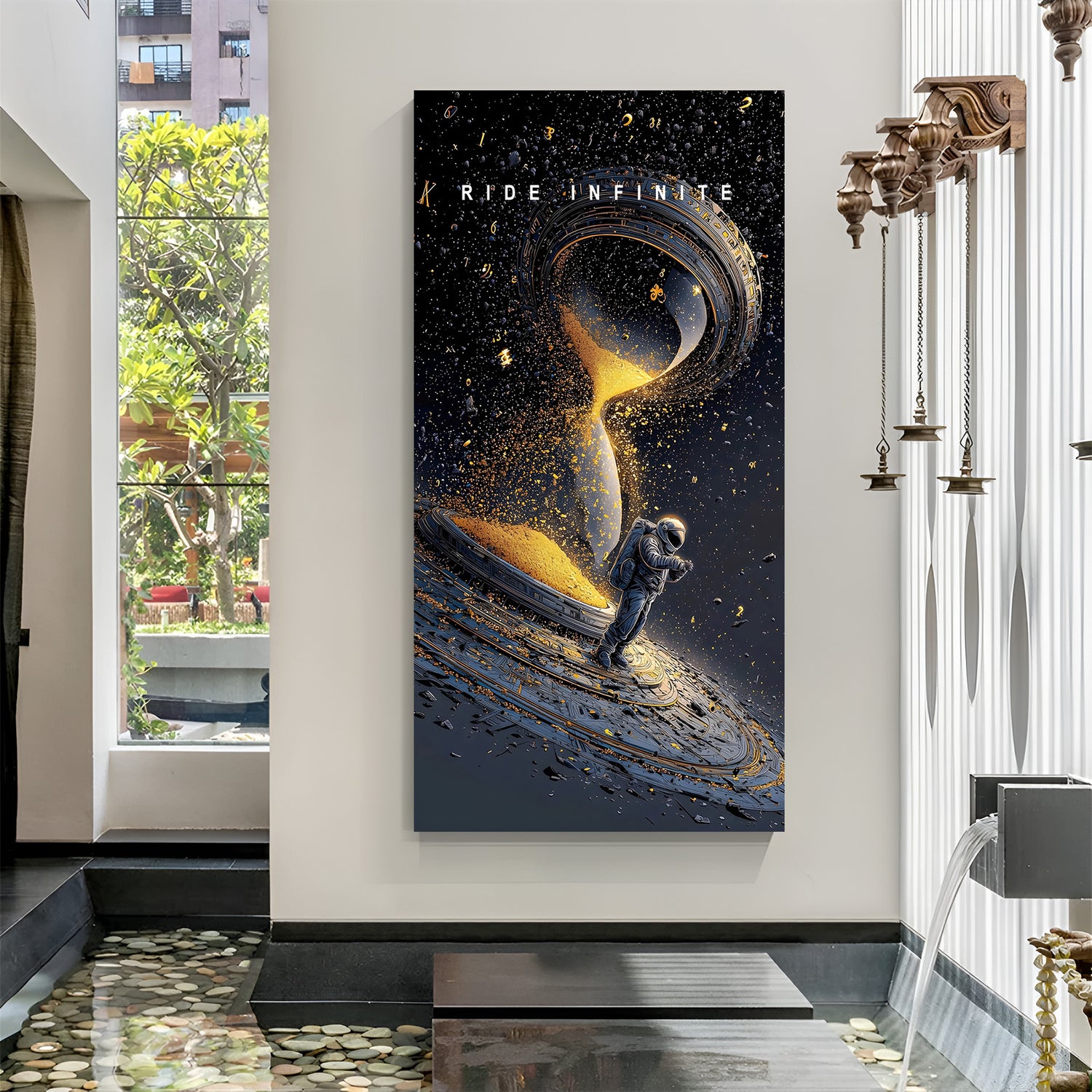 Ride Infinite space motivation canvas wall art in premium canvas wrapped frame with cosmic galaxy inspirational design